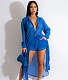 Long Sleeve Chiffon Shirt Dresses+Shorts Two Piece Set CY-6117