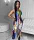 Tie Dye Print Spaghetti Strap Backless Flare Jumpsuit HMS-5571