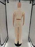 Summer Button Down Short Sleeve Wide Leg Jumpsuit BN-9421