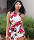Floral Print Sleeveless Back Cut Out irregular Romper LSL-6157