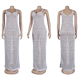 Sexy Knitting See Through Sleeveless High Slit Dresses FSX-528