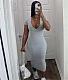 Casual Solid Color V Neck Short Sleeve Bodycon Dresses NIYA-8144