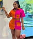 Color Matching Short Sleeve Shirts Cargo Skirt Sets MAE-2181