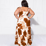 Floral Print Off Shoulder Loose Plus Size Dresses NNWY-7846