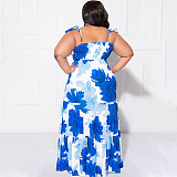 Floral Print Off Shoulder Loose Plus Size Dresses NNWY-7846