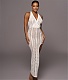 Knitting See Through V Neck Backless High Slit Dresses ZS-0282