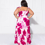 Floral Print Off Shoulder Loose Plus Size Dresses NNWY-7846