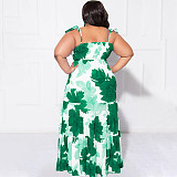 Floral Print Off Shoulder Loose Plus Size Dresses NNWY-7846