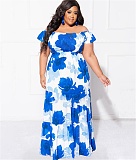 Floral Print Off Shoulder Loose Plus Size Dresses NNWY-7846