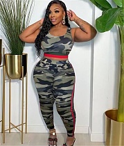 Camo Print Cropped Tank Tops Leggings Two Piece Set LP-66135