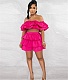Ruffle Slash Neck Crop Tops and Shorts 2 Piece Set NY-7312