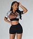 Character Drawing Sweater Crop Tops 2 Piece Short Sets OSM-4397