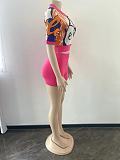 Character Drawing Sweater Crop Tops 2 Piece Short Sets OSM-4397