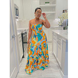 Summer Printing Strapless Pleated Maxi Dresses BN-9430