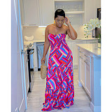Summer Printing Strapless Pleated Maxi Dresses BN-9430