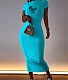 Casual Short Sleeve High Waist Bodycon Maxi Dress OQ-0155