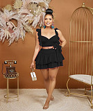 Ruffle Sleeveless Bandage Crop Tops Pleated Skirt Sets BS-1349