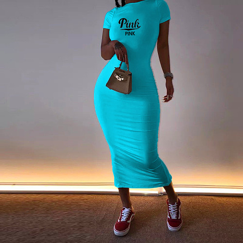 Casual Short Sleeve High Waist Bodycon Maxi Dress OQ-0155