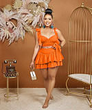 Ruffle Sleeveless Bandage Crop Tops Pleated Skirt Sets BS-1349