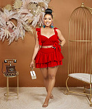 Ruffle Sleeveless Bandage Crop Tops Pleated Skirt Sets BS-1349