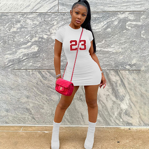 Short Sleeve O Neck Summer Short Dresses YIM-339