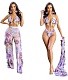 Sexy Floral Print Chiffon Bikinis Ruffle Pants 3 Piece Set XMY-9413