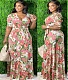 Floral Print Short Sleeve Lace Up Maxi Dresses NK-8624
