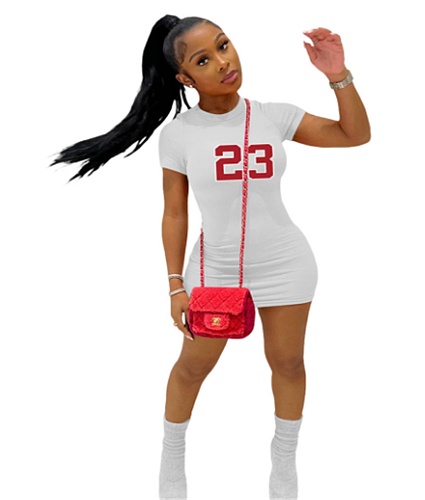 Short Sleeve O Neck Summer Short Dresses YIM-339
