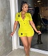 Button Up Short Sleeve Shirt Cargo Shorts Two Piece Set YIM-340
