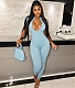 Workout Short Sleeve Zipper Bodycon Jumpsuits JLY-19578