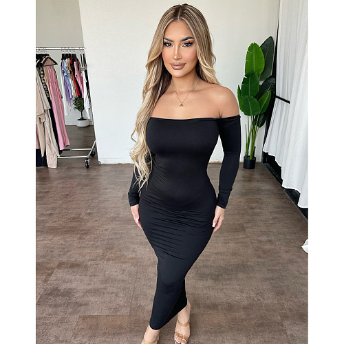 Sexy Off Shoulder Backless Ruched Maxi Dresses DD-88211