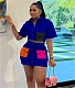 Pockets Patch Button Up Shirts Mini Skirt Sets MAE-2182