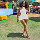 Solid Halter Neck Backless Ruffle One Pieces Rompers MEI-9303