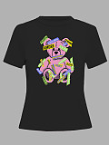 Cartoon Print Short Sleeve O Neck Plus Size T-shirts DN-8020F20