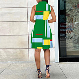 Color Block Print Sleeveless Elegant Dresses JLY-19579