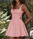 Solid Sleeveless Open Back Pleated A-line Dresses MEI-9310