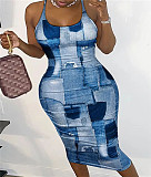 Sexy Print Back Cut Out Sleeveless Bodycon Dresses YH-5287