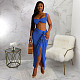 Pleated Sexy Backless Crop Tops High Slit Skirt Sets YF-10503