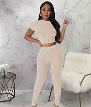 Short Sleeve Corset T Shirts Leggings 2 Piece Pants Set YF-10514