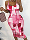 Sexy Print Back Cut Out Sleeveless Bodycon Dresses YH-5287