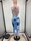 Sexy Print Back Cut Out Sleeveless Bodycon Dresses YH-5287