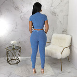 Short Sleeve Corset T Shirts Leggings 2 Piece Pants Set YF-10514