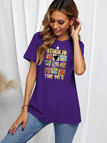 Cartoon Print Short Sleeve Casual Cotton T-Shirts SD-30510