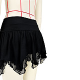 Y2K Double Layer Lace Irregular Low Waist Mini Skirt ASL-6671