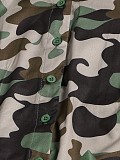 Camo Print Short Sleeve Mesh Patchwork Maxi Dresses SH-390497