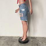 Ripped Holes Mid Waist Summer Denim Shorts HMS-7002