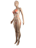 Sexy Bikinis Printed Swimsuit Mesh Three Piece Set CHY-1363