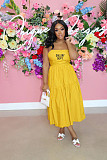Summer Spaghetti Strap Pleated A Line Maxi Dresses OQ-0160