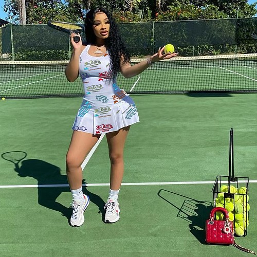 Letter Print Sleeveless Sportswear Tennis Dresses OQ-0159