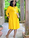 Casual 3/4 Sleeve Round Neck Plus Size T Shirt Dresses TB-5687